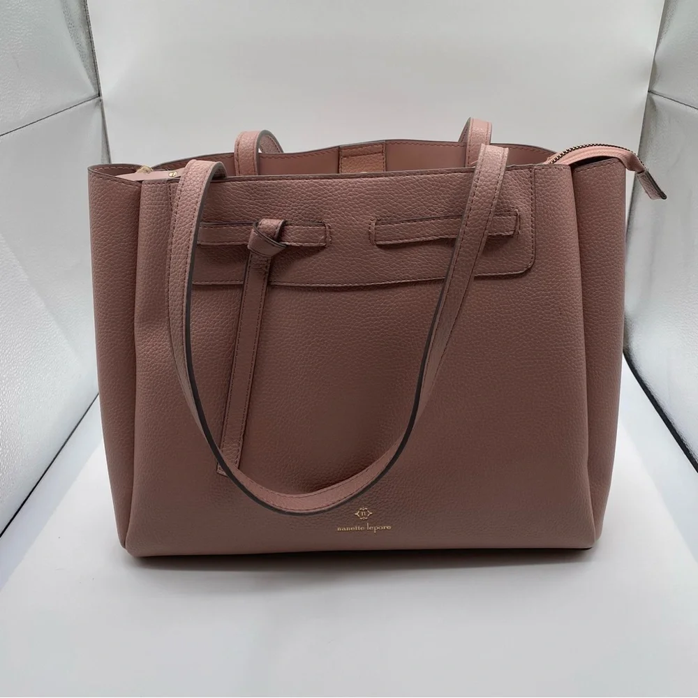 Nanette Lepore Pink Arrissa Triple Section Shoulder Tote Bag Women Handbags